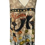 Vtg Platinum Dorothy Schoelen Tunic Tribal Print Button Top Size Small Art Aztec Tan Photo 0