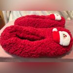 Red fleece Santa slippers Photo 3