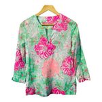 Lilly Pulitzer Lilly Pulitzer Amelia Island Floral Print Top Beach Walk 3/4 Sleeve Size XS Photo 5