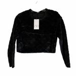 ZARA NWT FAUX FUR TEXTURED SWEATSHIRT BLACK SMALL Photo 7