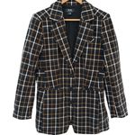 Anthropologie  Maeve Oversized Plaid Equestrian Blazer Black Motif Size 10 Photo 3