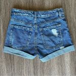 H&M  Divided Distressed Cuffed Denim Shorts Mom Jean Button Fly Medium Wash Blue Photo 7