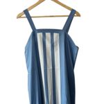 Blue & White Stripe Wide Strap Square Neck Boho Summer Maxi Dress Sz Small Photo 1