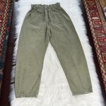 ZARA  Olive Green High Waisted Paper Bag Baggy Jeans Photo 5