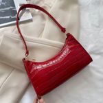 Elegant Red Crocodile Pattern Shoulder Bag Photo 1
