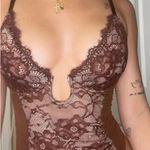 SHAPELLX Shapewear for Women Tummy Control Lace Bodysuit Brown Photo 3
