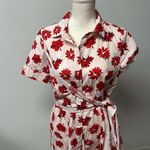 Free Assembly Faux Wrap Shirt Dress Floral NWOT Med Romantic Above Knee Boho White Photo 2