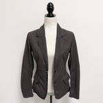M0851 Brown Deep Purple Lightweight 2 Button Crinkled Short Blazer XS Photo 1