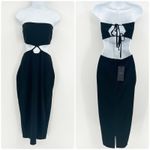 NWT Vesper Womens Cutout Bandeau Strapless Midi Dress Bodycon Party Cocktail 8 Black Photo 2