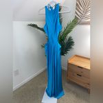 Alexis Lune Gown Womens Blue Sleeveless Cutout A-Line Maxi Satin Medium Photo 4