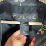Silkland Quilted Jacket Womens Large Petite Silk Floral Artsy Mature Boho Black Size L petite Photo 2