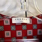 Sandro Casey Knotted Printrd Crepe De Chine Jumpsuit Claret red size 36 S Photo 5