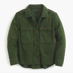 J.Crew 100% Cotton Button-Front Safari Shirt Jacket Shacket Sz Small Army Green Photo 1