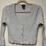 Wet Seal *flawed* Silver Ribbed Cardigan l Sweater Juniors Size Large Photo 6