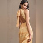 Anthropologie BHLDN Juniper Metallic Tiered Backless High-Neck Gown Photo 2