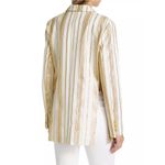 7 For All Mankind Women’s Shine Gold Cream Striped Double Breasted Blazer L Photo 3