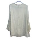 Modern Vintage Boutique White Crochet Lace Bell Sleeve Dress Large Boho Beach Photo 6