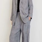 Everlane  The Linen Oversized striped Blazer Gray NEW Photo 2