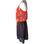 Bar III Paint Splatter Floral Sheer Pointy Hem Mini Dress Photo 2