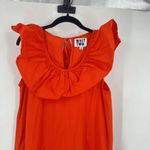 Anthropologie  WHIT TWO Flouncy Bright‎ Orange Ruffled Tiered midi dress Small Photo 7