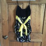🔵Black and yellow cocktail formal mini dress! Black Size 6 Photo 3