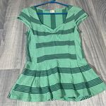 Anthropologie Postmark Green Striped Short Sleeve Dress; small Women’s Photo 0