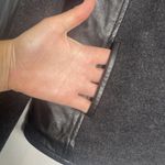 Eileen Fisher Felted Merino Doubleknit Leather Trim Coat Small Black Gray NEW Photo 4