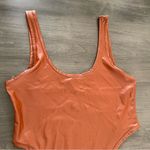 Bozzolo  faux leather scoop high cut brown bodysuit size S NWT Photo 2
