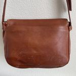 Vintage 90s Light Brown Leather Flap Classic Messenger Crossbody Bag Purse Photo 6