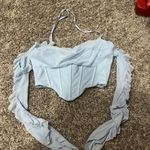 Oh Polly  Sky Blue Ruffled Blouse Photo 2