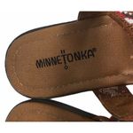 Minnetonka Barbados Brown Suede Leather Aztec Embroidered Thong Flat Sandals 6 Photo 3
