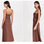 Seven Wonders Linen midi dress chocolate square neck maxi eldora pintuck pleated Brown Size L Photo 4