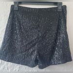 Black fully lined sparkly sequined high waisted shorts, holiday, party; size L Size L Photo 3