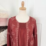Johnny Was  Embroidered Peasant Blouse Rust Red Pink Sz S Photo 1
