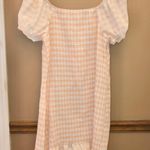 Nyc Madden  Smocked Gingham Plaid Off Shoulder Dress Orange White XL Photo 1