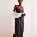 Free People Mira Strapless Corset Faux Vegan Leather Midi Dress Black Size 6 Photo 4