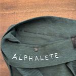 Alphalete  Sports Bra Medium Green Revival Vault Ribbed Cross Back Workout Top Photo 2