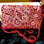 Vintage Red Baroque embroidery evening purse Photo 0
