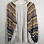Free People  Rainbow Dreams Top L Large KNit Striped We the Free Boxy Boho Photo 6