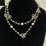 Pearl and rhinestone bow necklaces Gold Photo 0