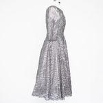 Mac Duggal  -  Silver High Neck Above Elbow Sleeve Embellished A Line Dress Photo 5