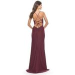 La Femme  28574 DRESS  SATIN GOWN-PLEAT WAIST (burgundy)dark berry size 0 Photo 2