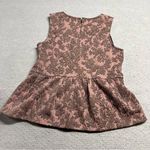 Ann Taylor ⭐️  Mauve Pink Leaf Print Metallic Shimmer Peplum Tank Top Small EUC Photo 3