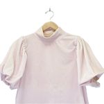 Free People Claudia Velvet Tee Puff Sleeve Mockneck Top Ballet Pink Size XS Photo 8