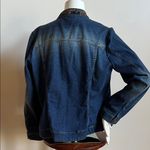 Chico's Dark Blue Jean Jacket with cheetah Print Photo 3