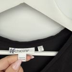 Chico's  Black Cotton Multicolor Floral Sheer Sleeves Long Sleeve Top Size 1 (S) Photo 3