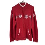 Quacker Factory Red Snowflakes Christmas Holiday Zip Cardigan Sweater XL Photo 1