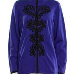 Bob Mackie Wearable Art Cardigan Sweater Purple Black Rope Embroidery Size M Photo 1