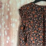Greylin  Orange Fall Floral Black Tassel Tie Boho Blouse Photo 9