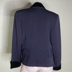 Myrene De Premonville Paris Vintage Double Breast Blazer Velvet Trim Gold Button Black Size 8 Photo 3